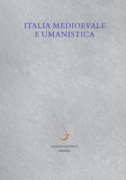 Journal cover: Italia medioevale e umanistica